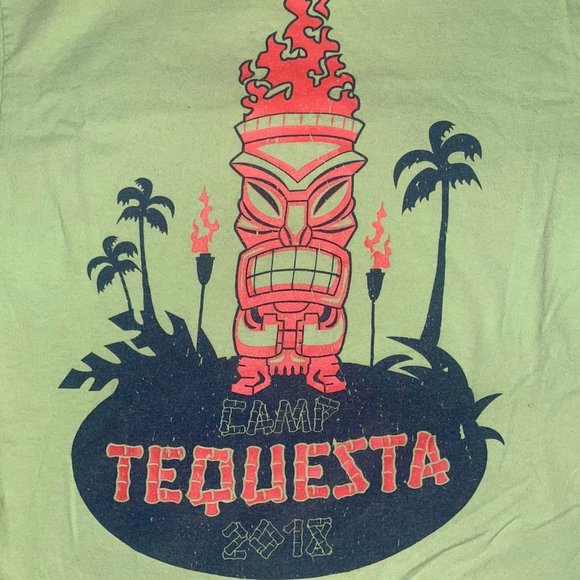 Camp Tequesta Hawaiian Lime Green TShirt Small - Picture 2 of 4